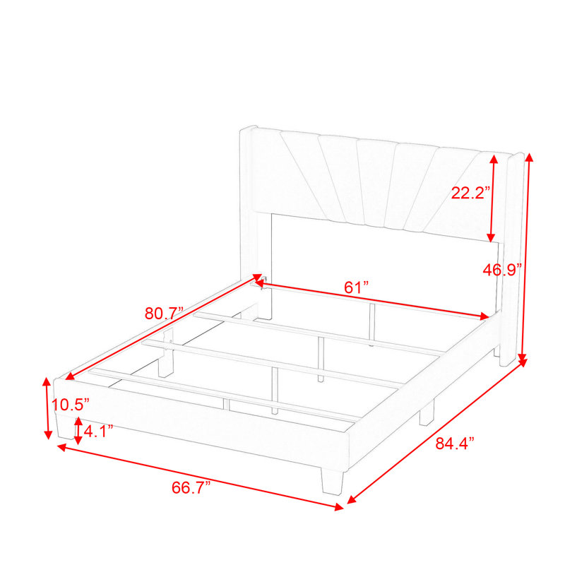 Mercer41 Jaterius Queen Size Velvet Upholstered Platform Bed Wayfair